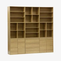 Kit prateleira, estante modular decoração madeira, 9 elementos