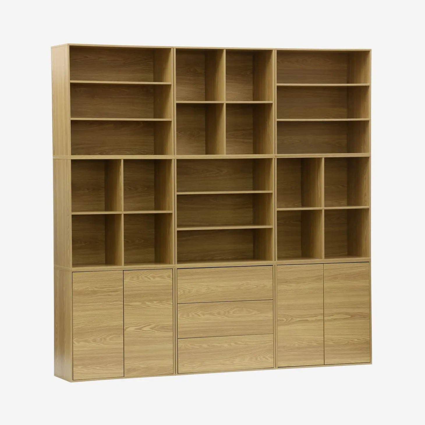 Kit prateleira, estante modular decoração madeira, 9 elementos