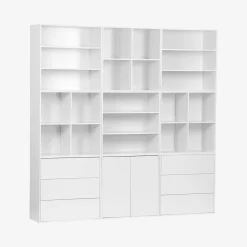 Kit prateleira, estante modular decorativa madeira, 9 elementos
