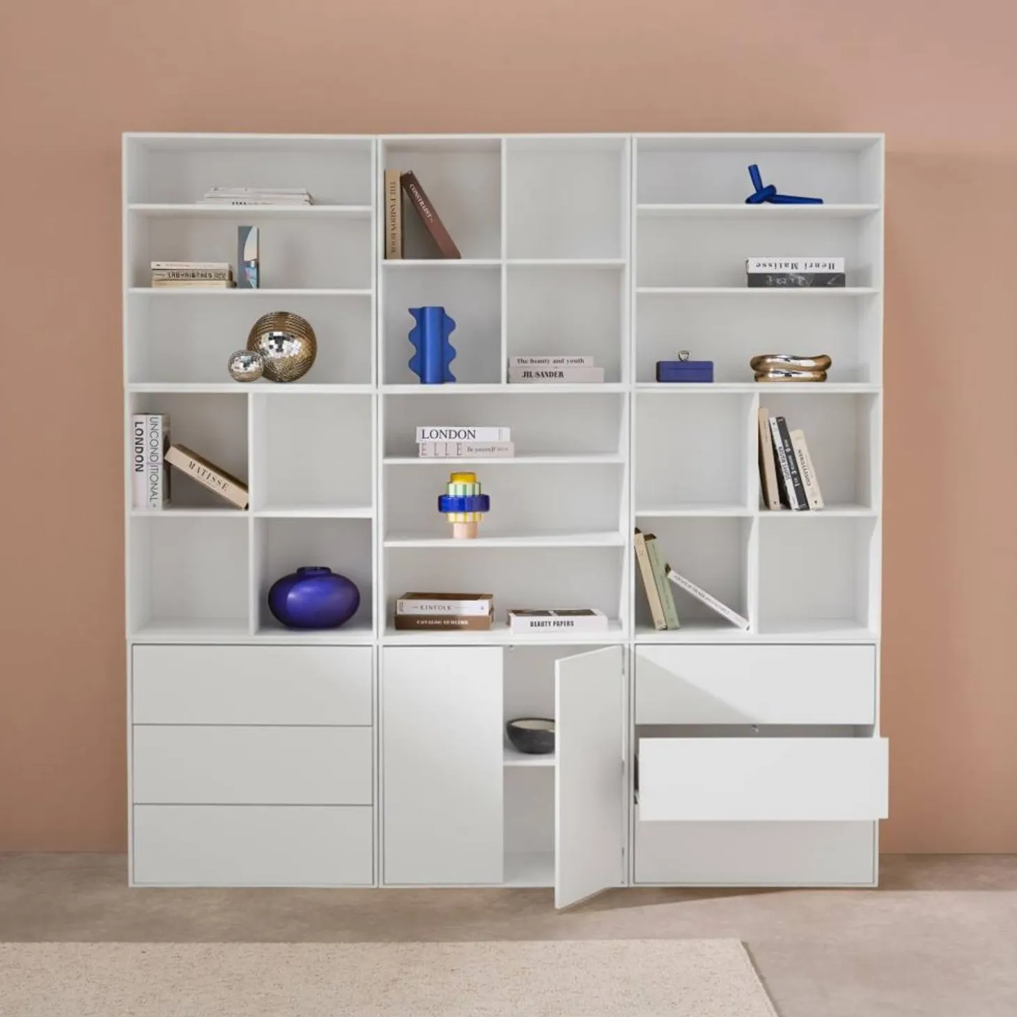 Kit prateleira, estante modular decorativa madeira, 9 elementos
