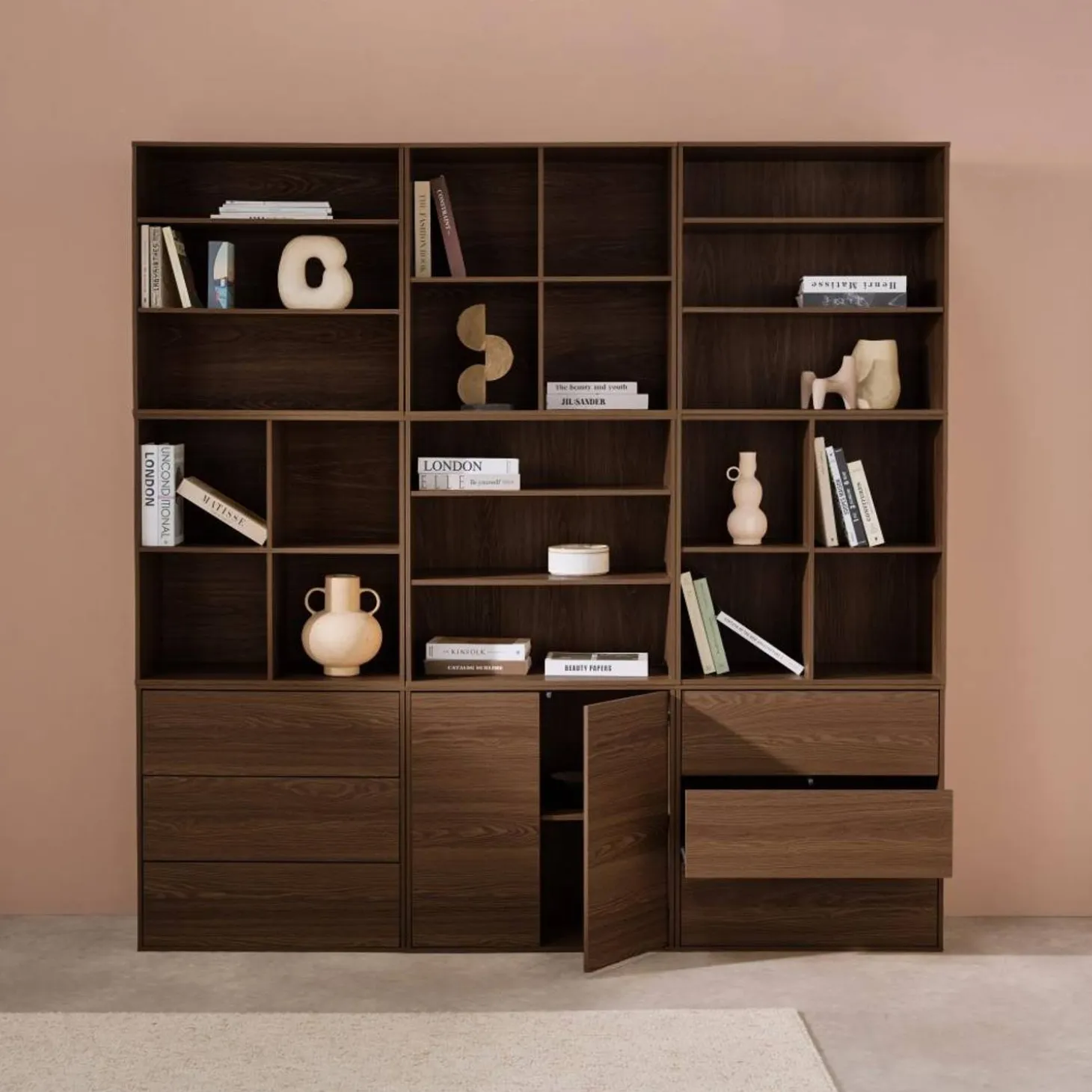 Kit prateleira, estante modular decorativa madeira, 9 elementos