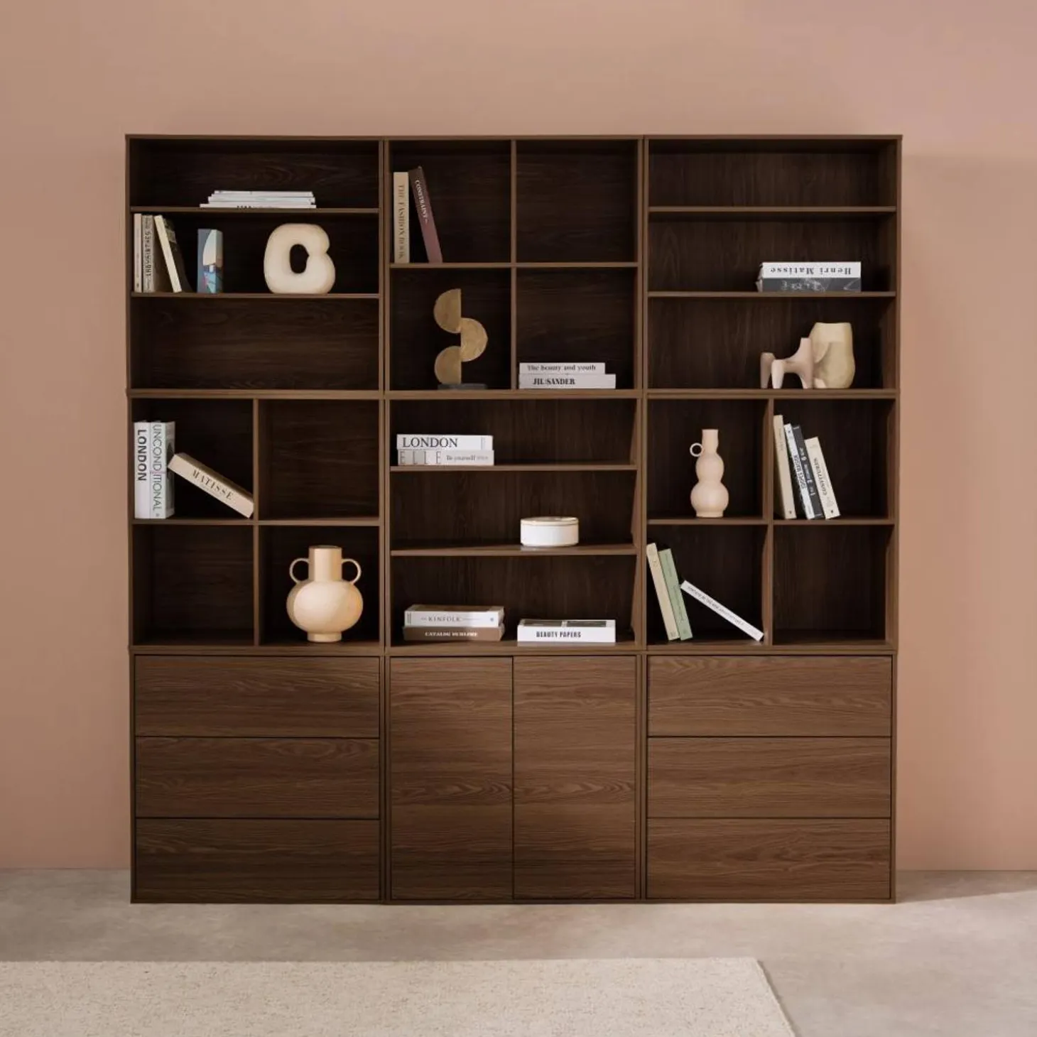 Kit prateleira, estante modular decorativa madeira, 9 elementos