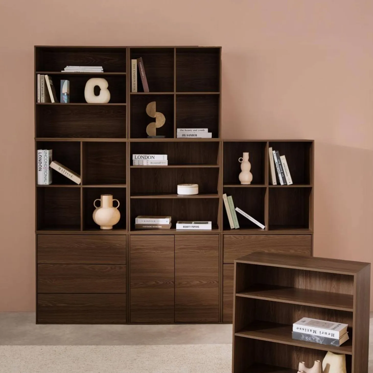 Kit prateleira, estante modular decorativa madeira, 9 elementos