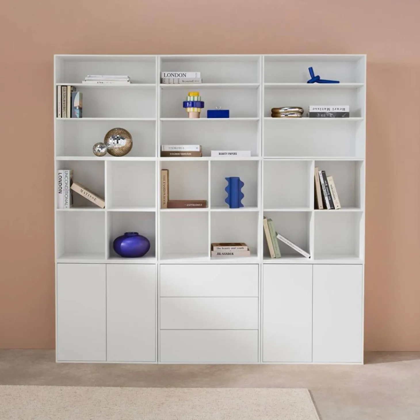 Kit prateleira, estante modular decoração madeira, 9 elementos