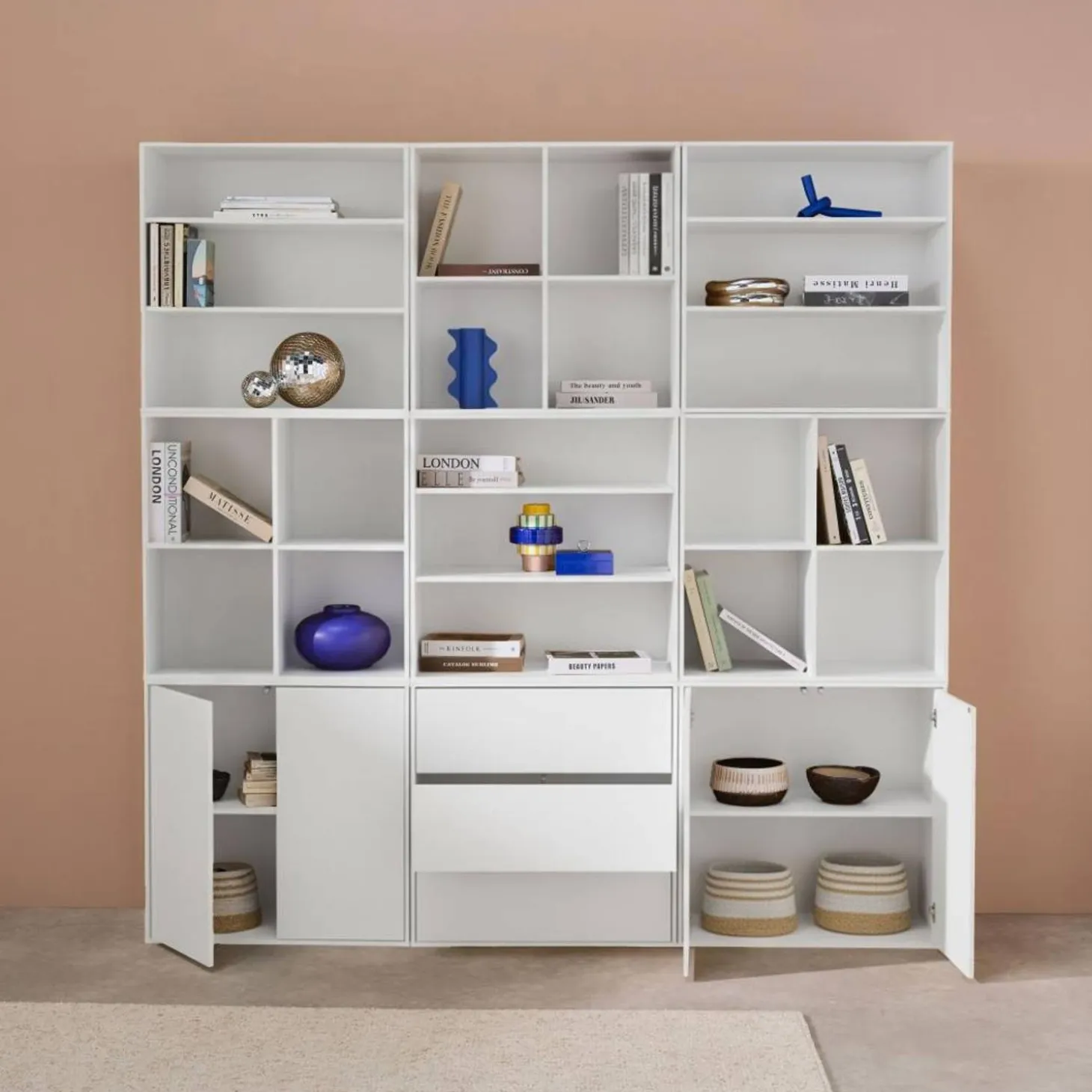 Kit prateleira, estante modular decoração madeira, 9 elementos