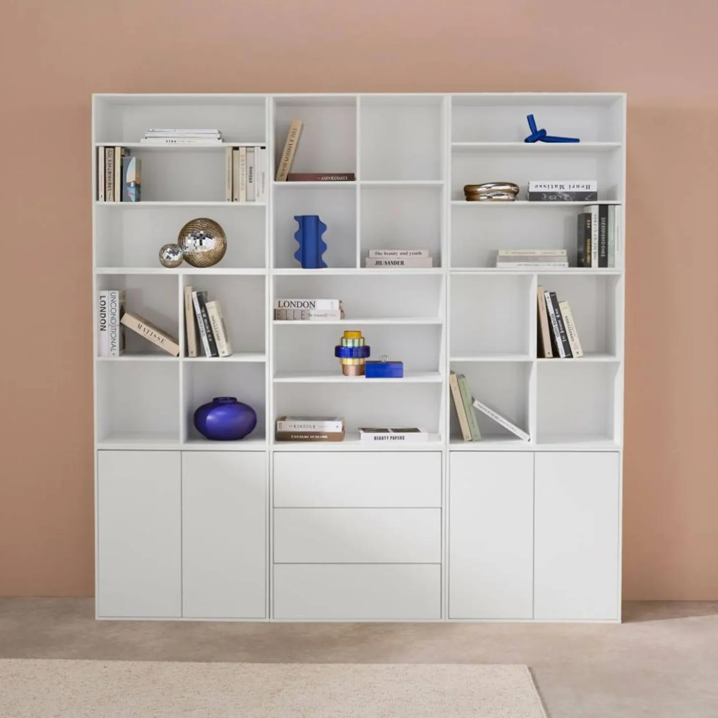 Kit prateleira, estante modular decoração madeira, 9 elementos