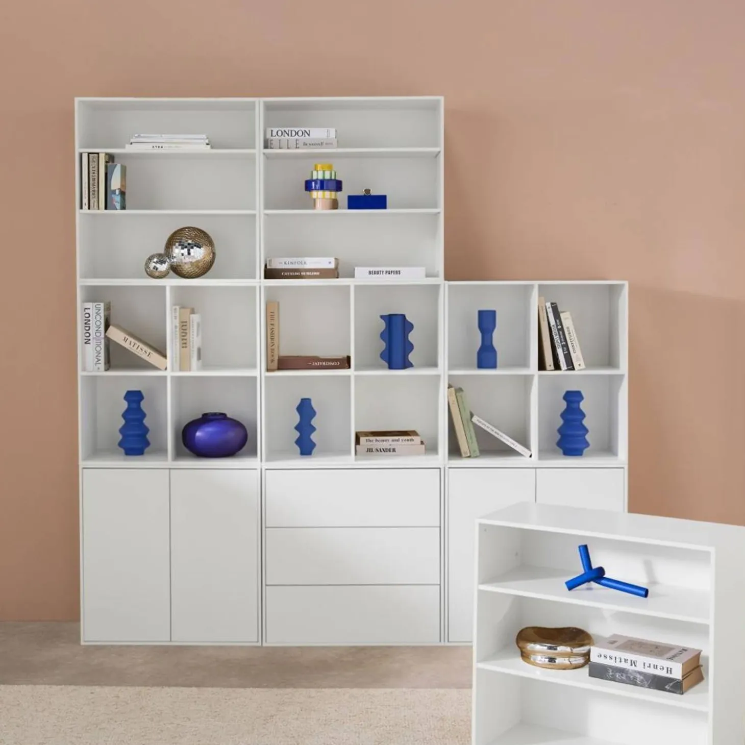 Kit prateleira, estante modular decoração madeira, 9 elementos