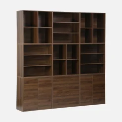 Kit prateleira, estante modular decoração madeira, 9 elementos