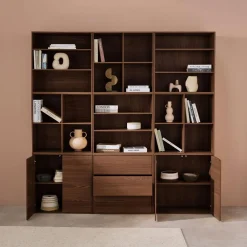 Kit prateleira, estante modular decoração madeira, 9 elementos