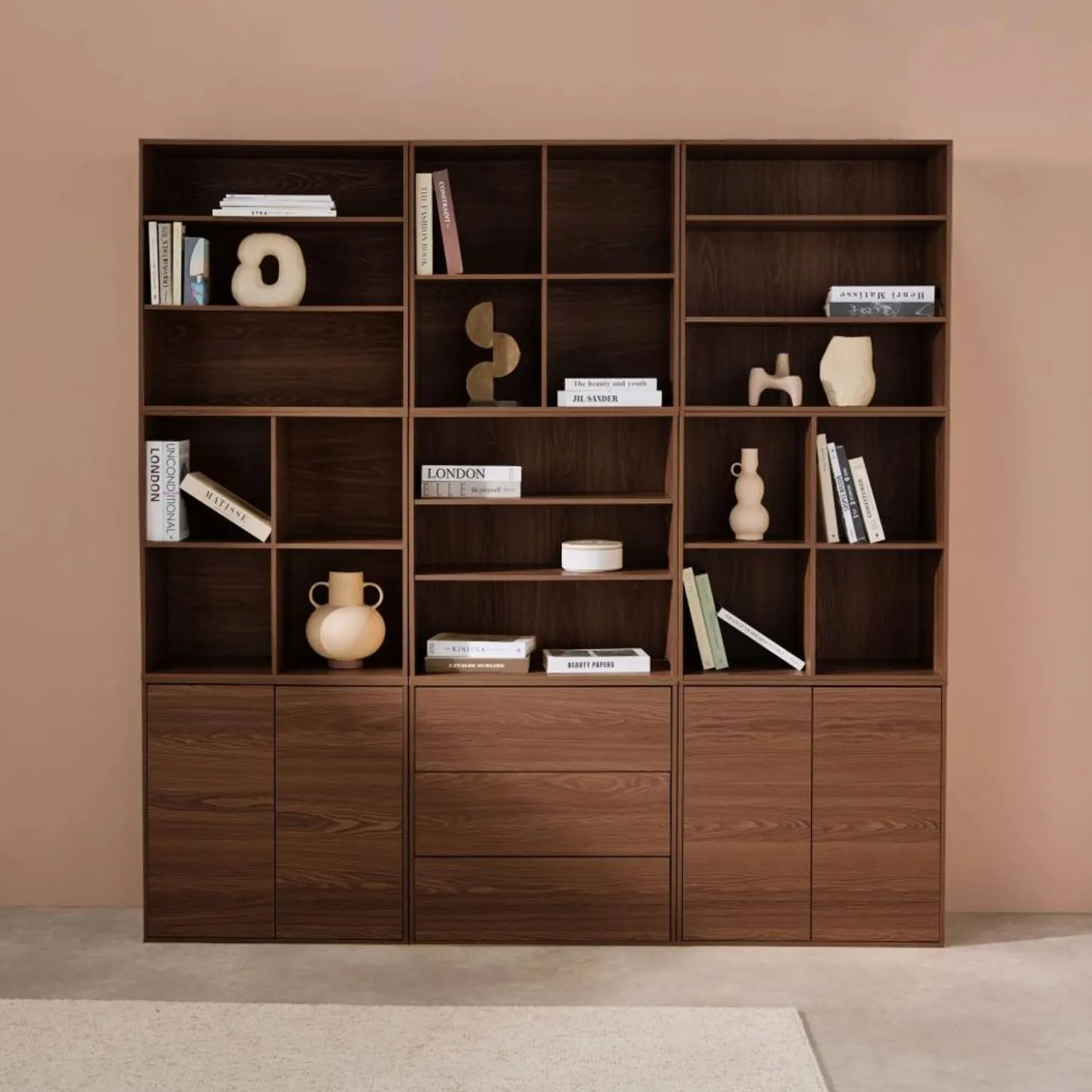 Kit prateleira, estante modular decoração madeira, 9 elementos