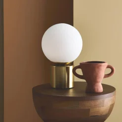 Lâmpada de mesa interior metal e vidro, 25cm