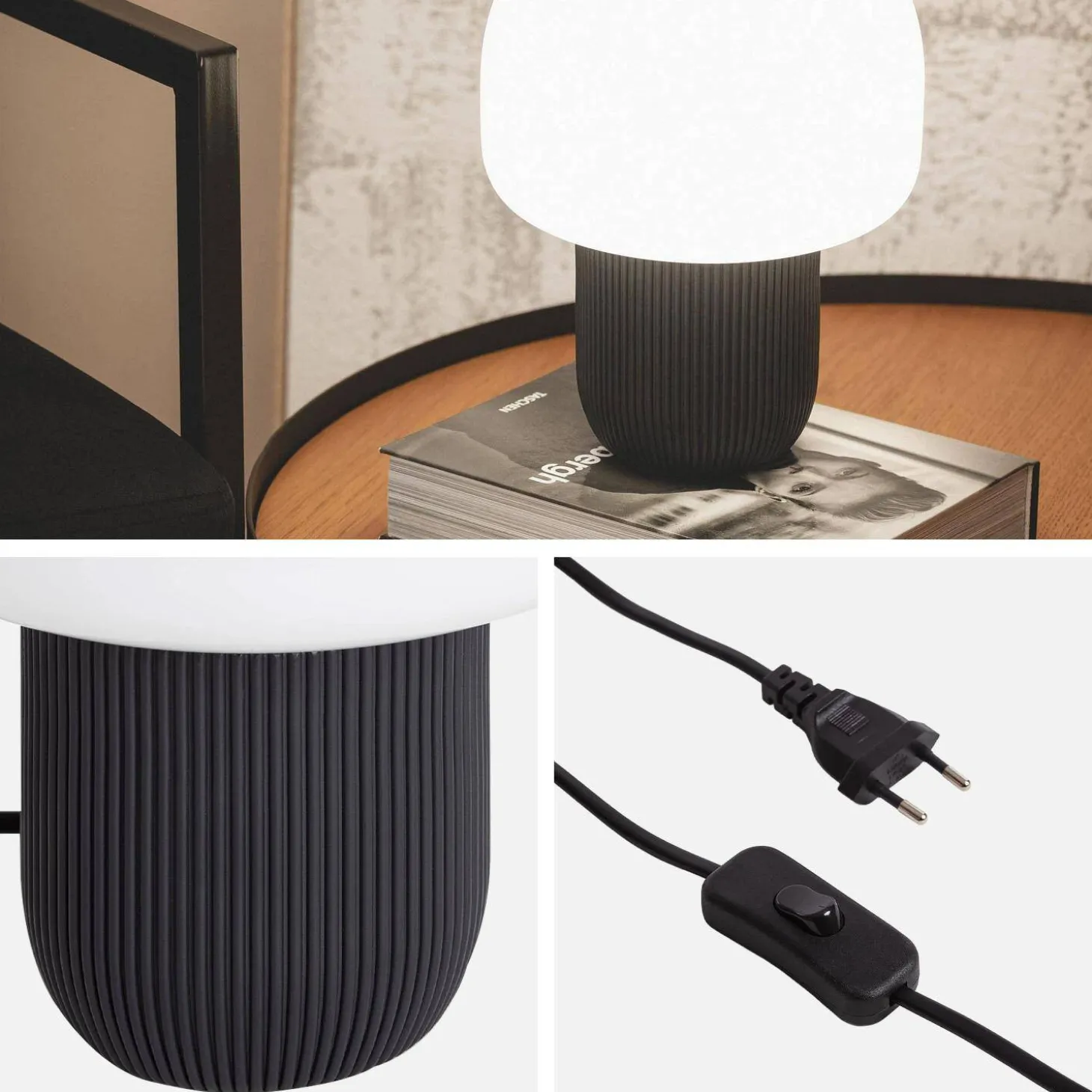 Lâmpada de mesa interior resina e PVC Ø18cm