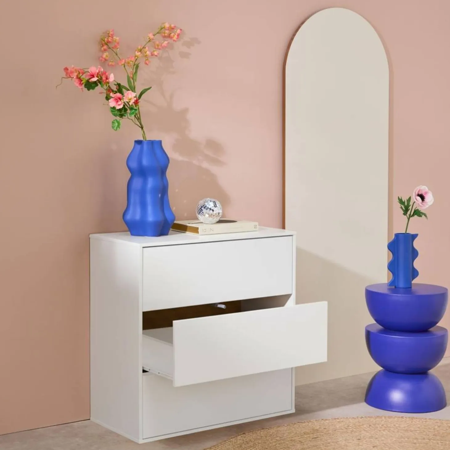 Módulo de armazenamento decor madeira, 3 gavetas