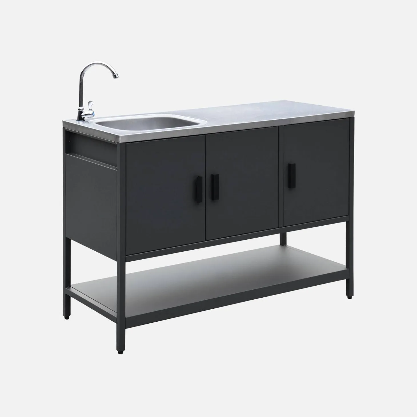 Módulo de cozinha exterior em aço com lava-loiças, L120cm