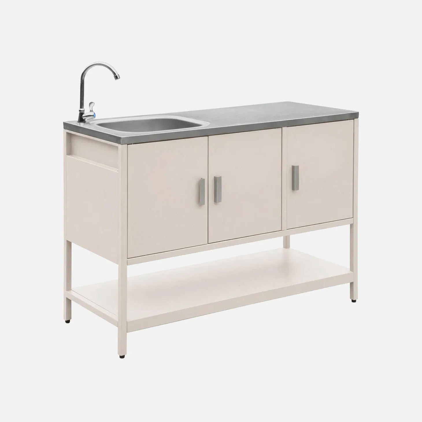Módulo de cozinha exterior em aço com lava-loiças, L120cm