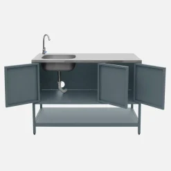 Módulo de cozinha exterior em aço com lava-loiças, L120cm