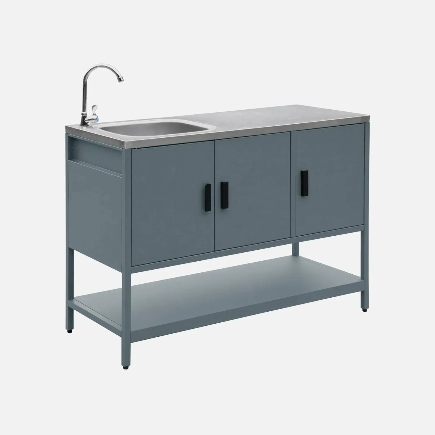 Módulo de cozinha exterior em aço com lava-loiças, L120cm