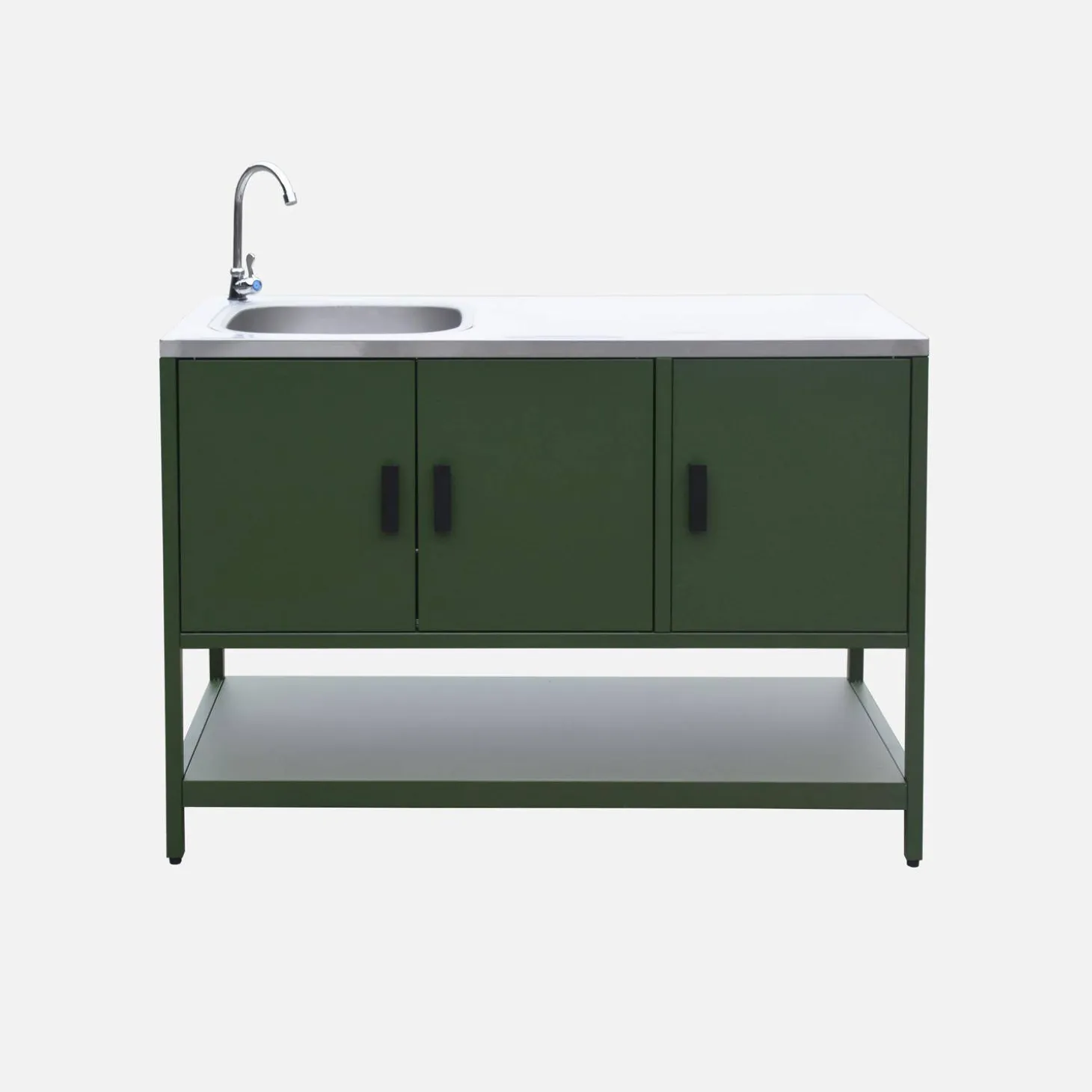 Módulo de cozinha exterior em aço com lava-loiças, L120cm