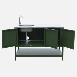 Módulo de cozinha exterior em aço com lava-loiças, L120cm