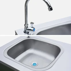 Módulo de cozinha exterior em aço com lava-loiças, L120cm