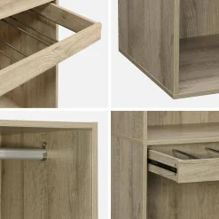 Módulo de guarda-roupa com espaço para pendurar e suporte para calças