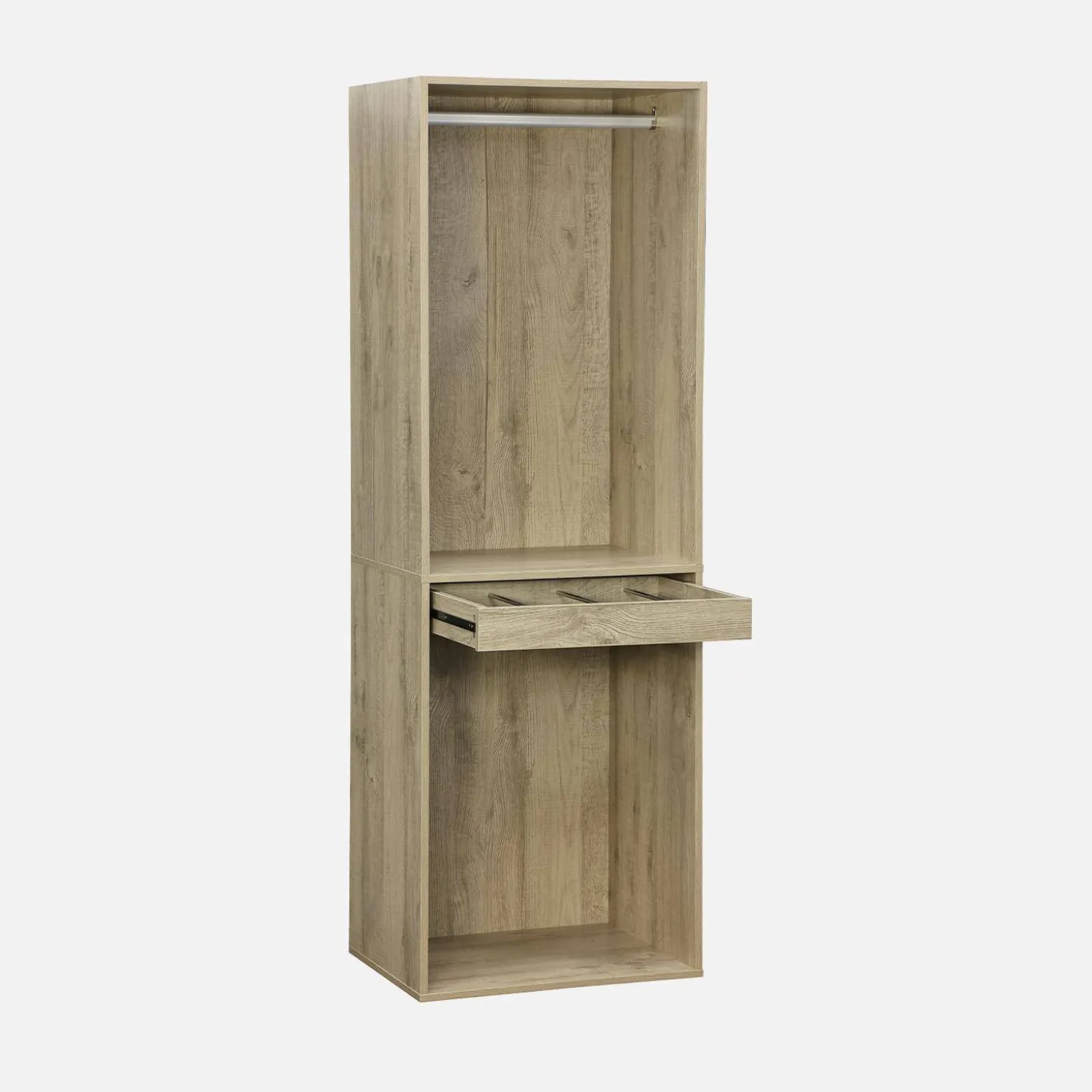 Módulo de guarda-roupa com espaço para pendurar e suporte para calças
