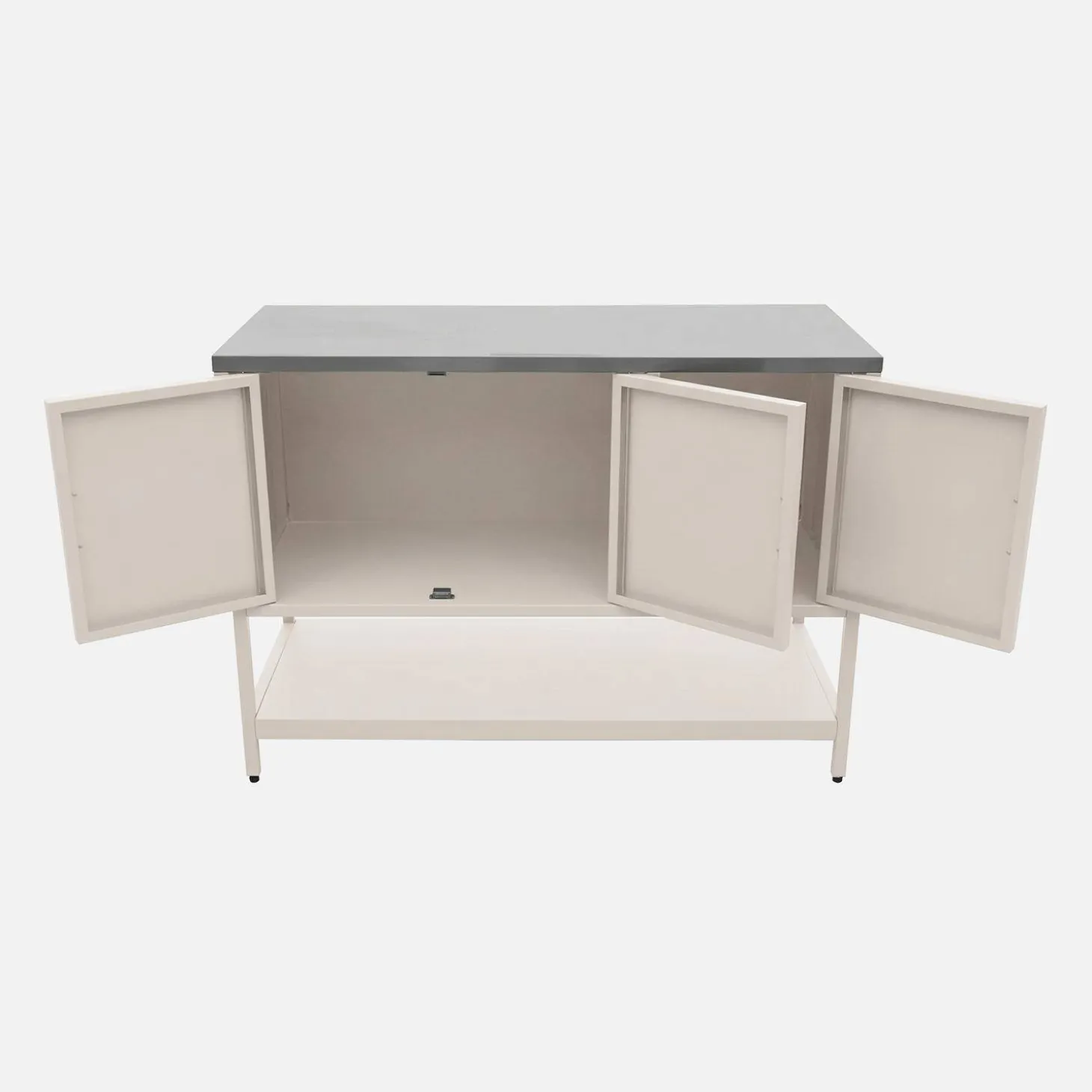 Módulo de ilha para cozinha exterior em aço com 3 portas e 1 prateleira, 120cm