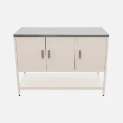 Módulo de ilha para cozinha exterior em aço com 3 portas e 1 prateleira, 120cm