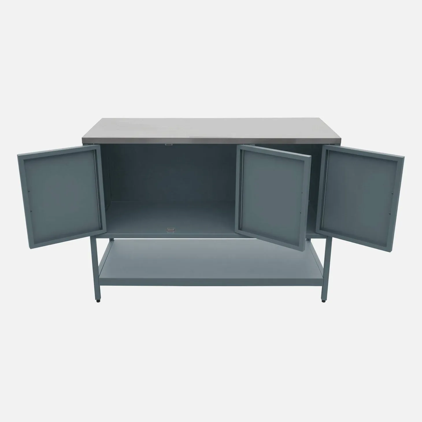 Módulo de ilha para cozinha exterior em aço com 3 portas e 1 prateleira, 120cm