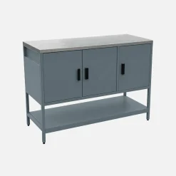 Módulo de ilha para cozinha exterior em aço com 3 portas e 1 prateleira, 120cm