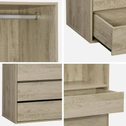 Módulo de roupeiro com 4 gavetas e 1 espaço para pendurar