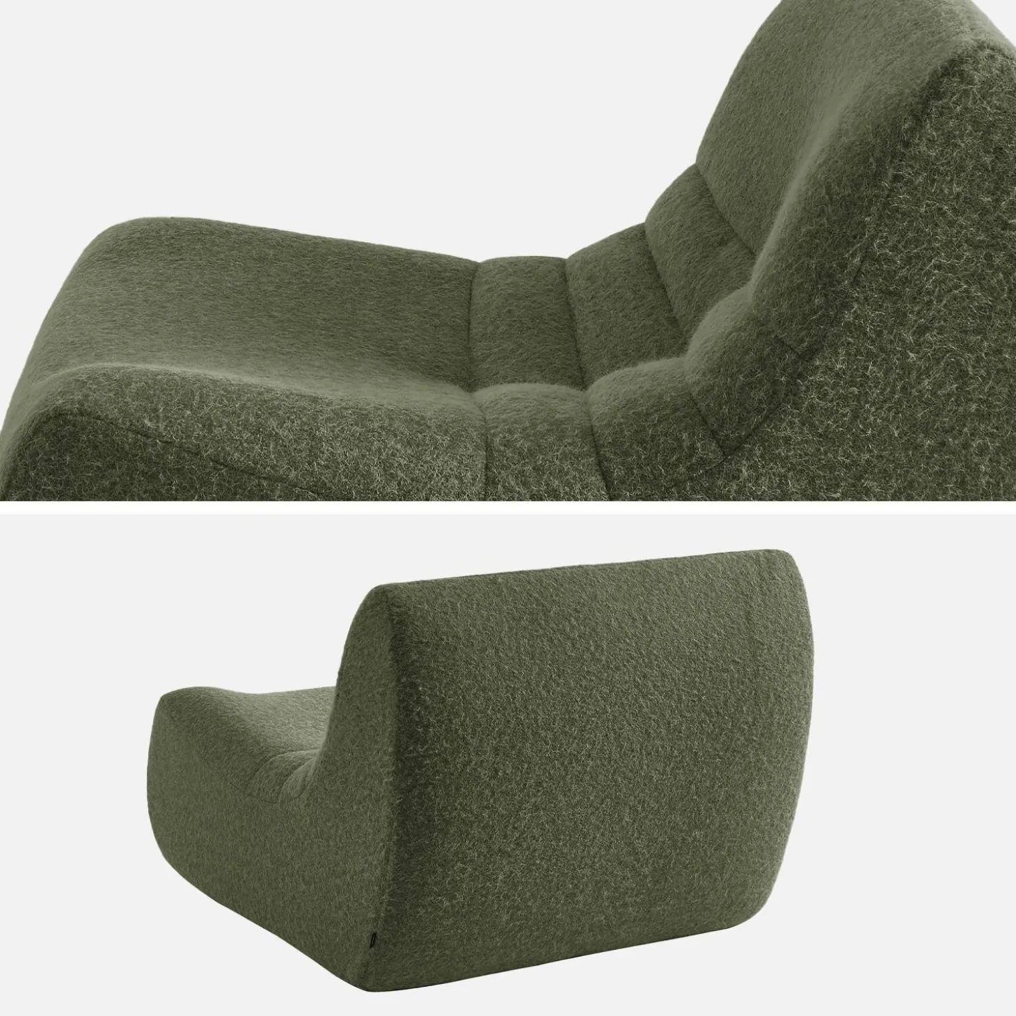 Módulo de sofá modular em tecido de efeito alpaca
