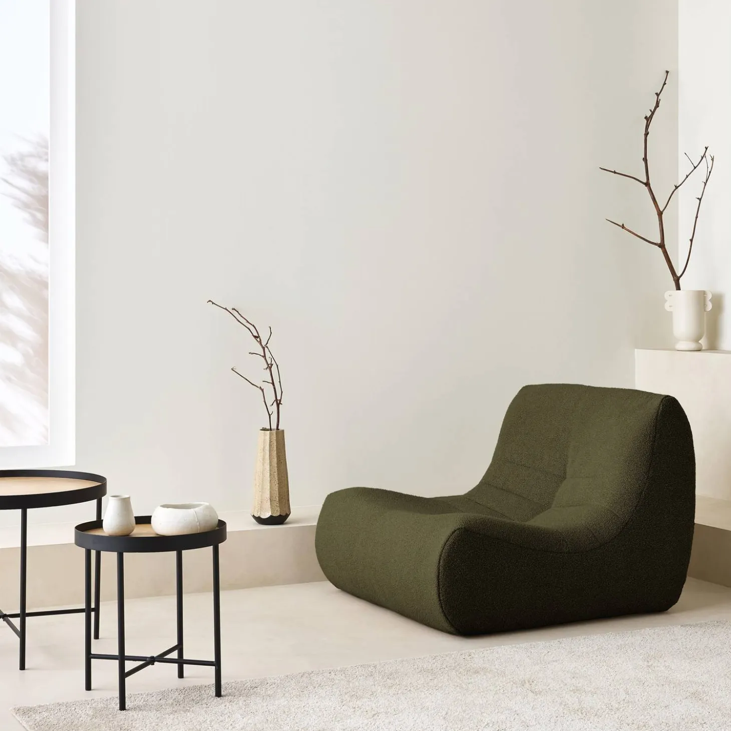 Módulo de sofá modular em tecido bouclé