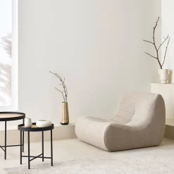 Módulo de sofá modular em tecido bouclé