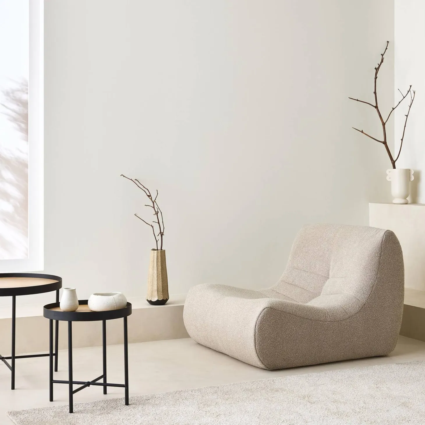 Módulo de sofá modular em tecido bouclé