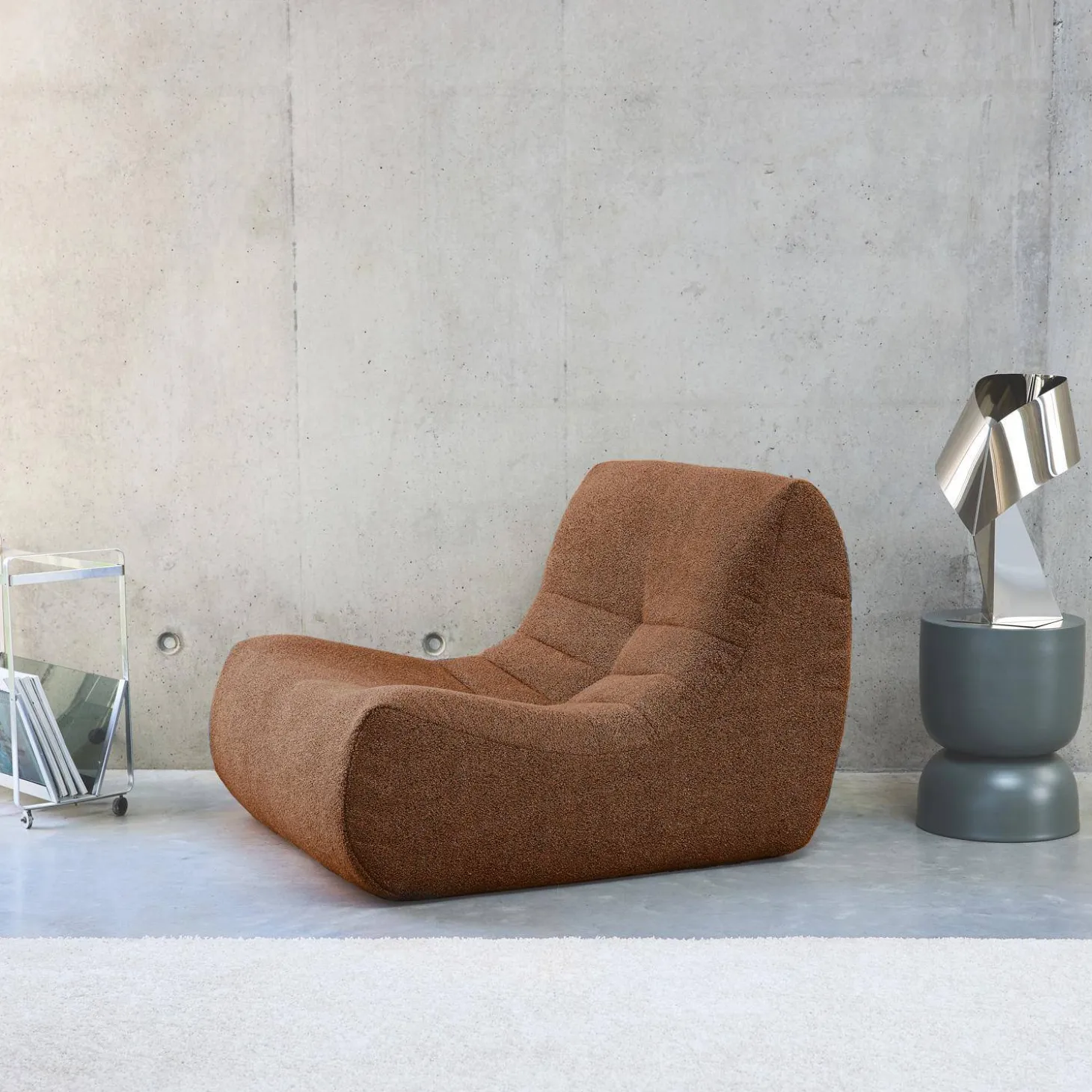 Módulo de sofá modular em tecido bouclé