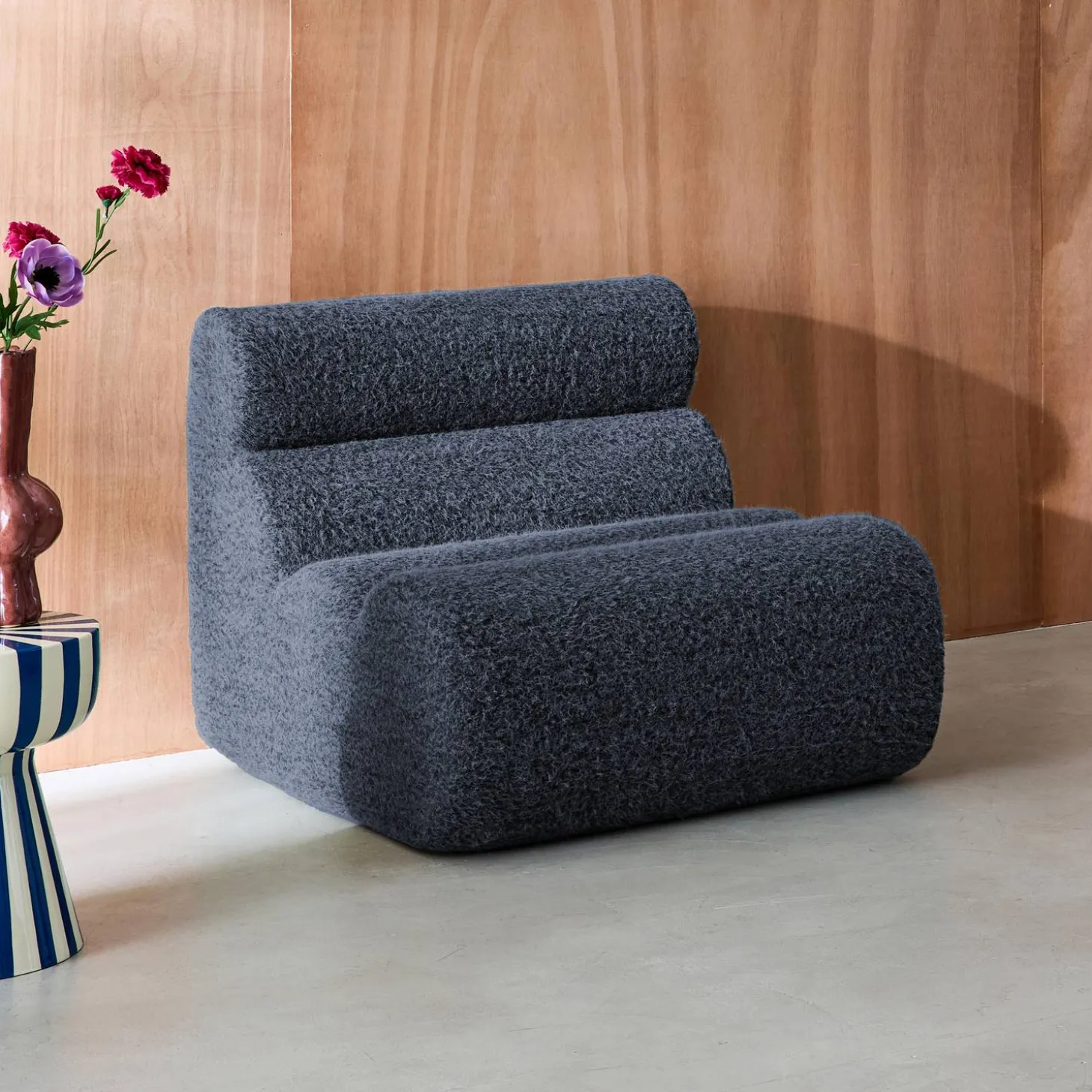 Módulo de sofá modular em tecido efeito alpaca, 1 lugar