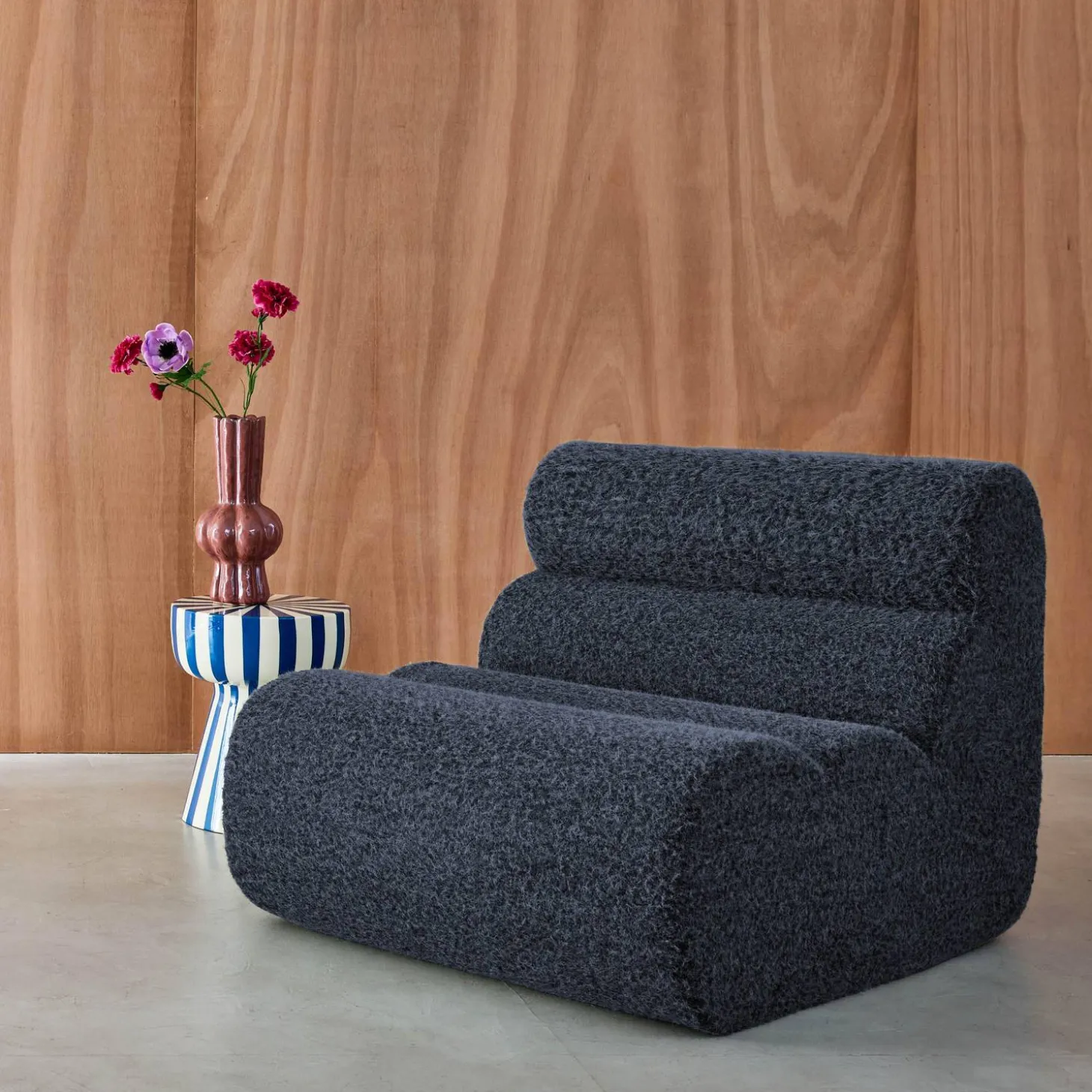 Módulo de sofá modular em tecido efeito alpaca, 1 lugar