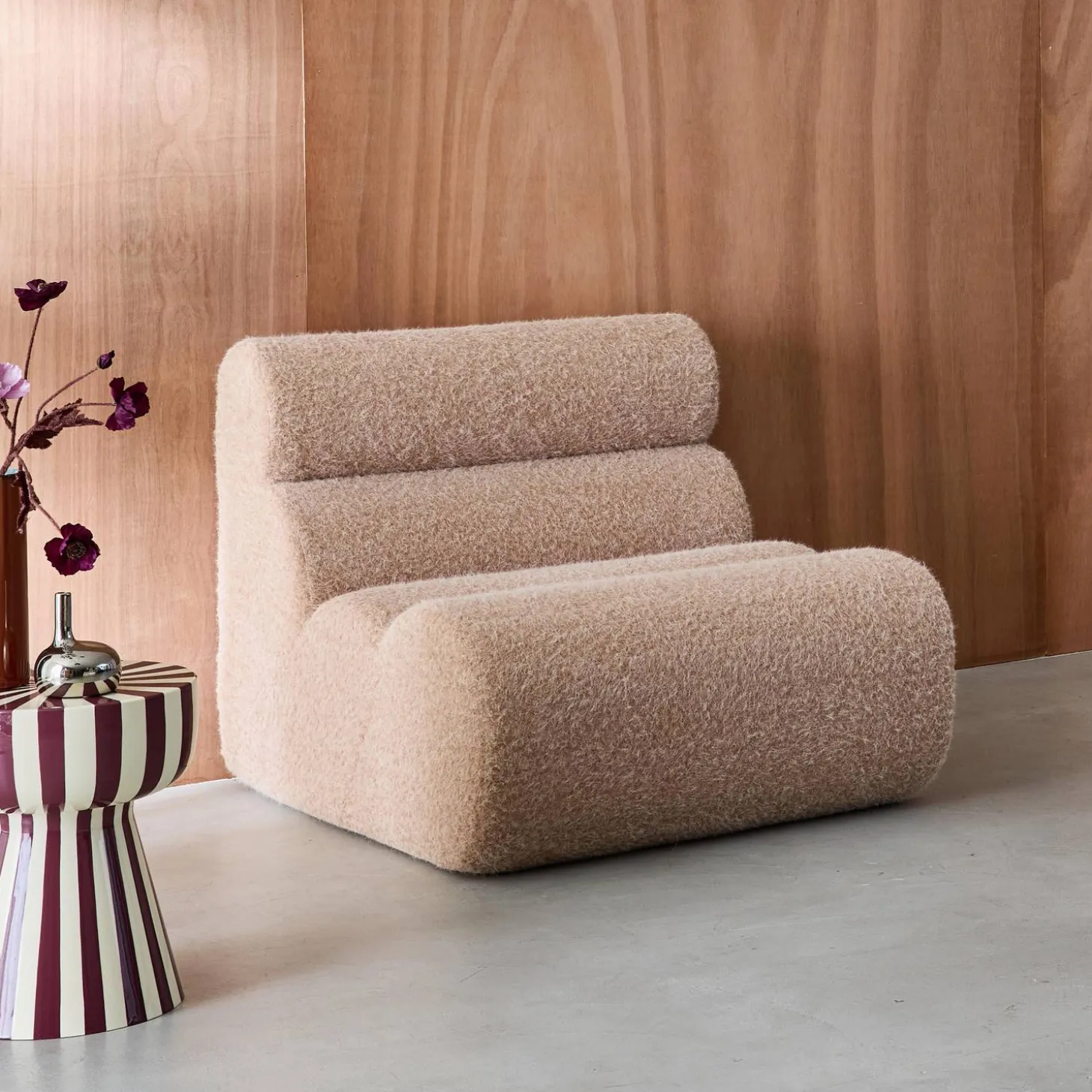 Módulo de sofá modular em tecido efeito alpaca, 1 lugar