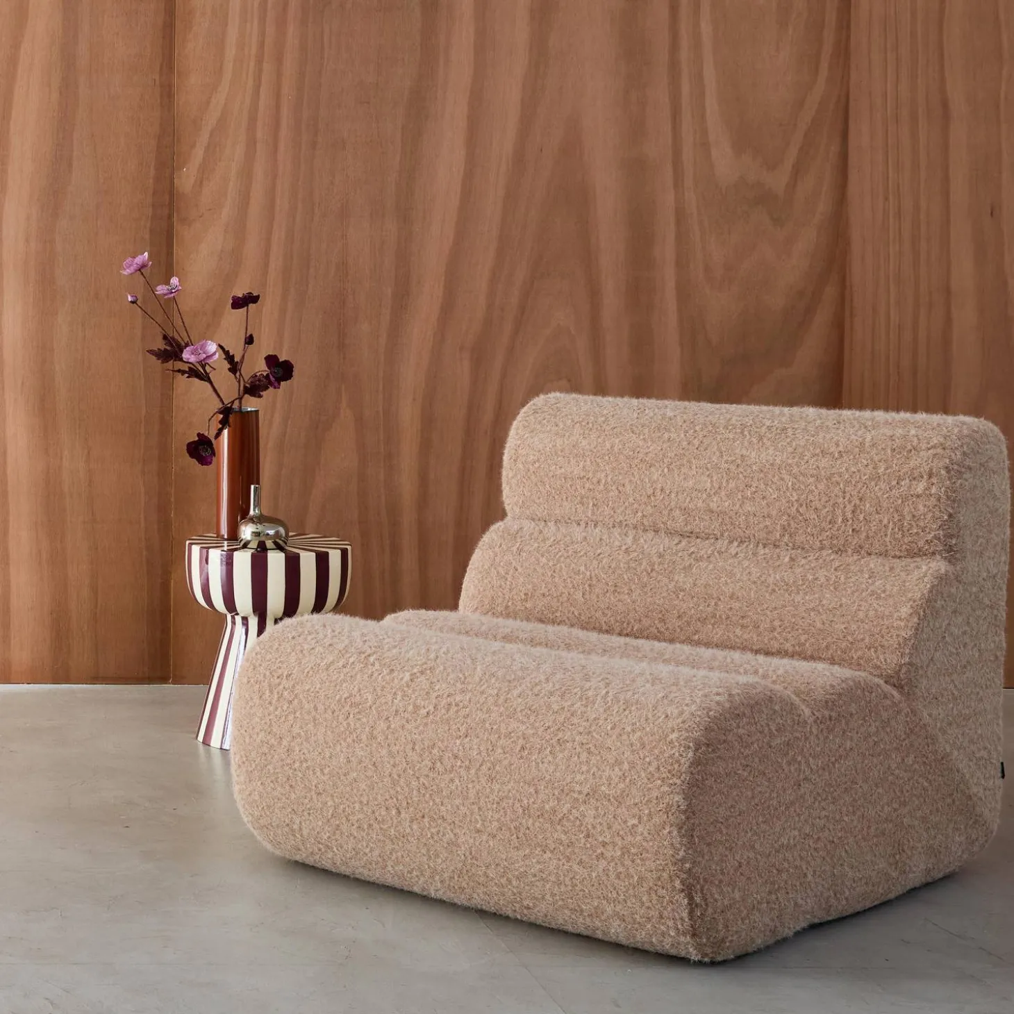 Módulo de sofá modular em tecido efeito alpaca, 1 lugar