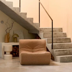 Módulo de sofá modular em tecido de efeito alpaca