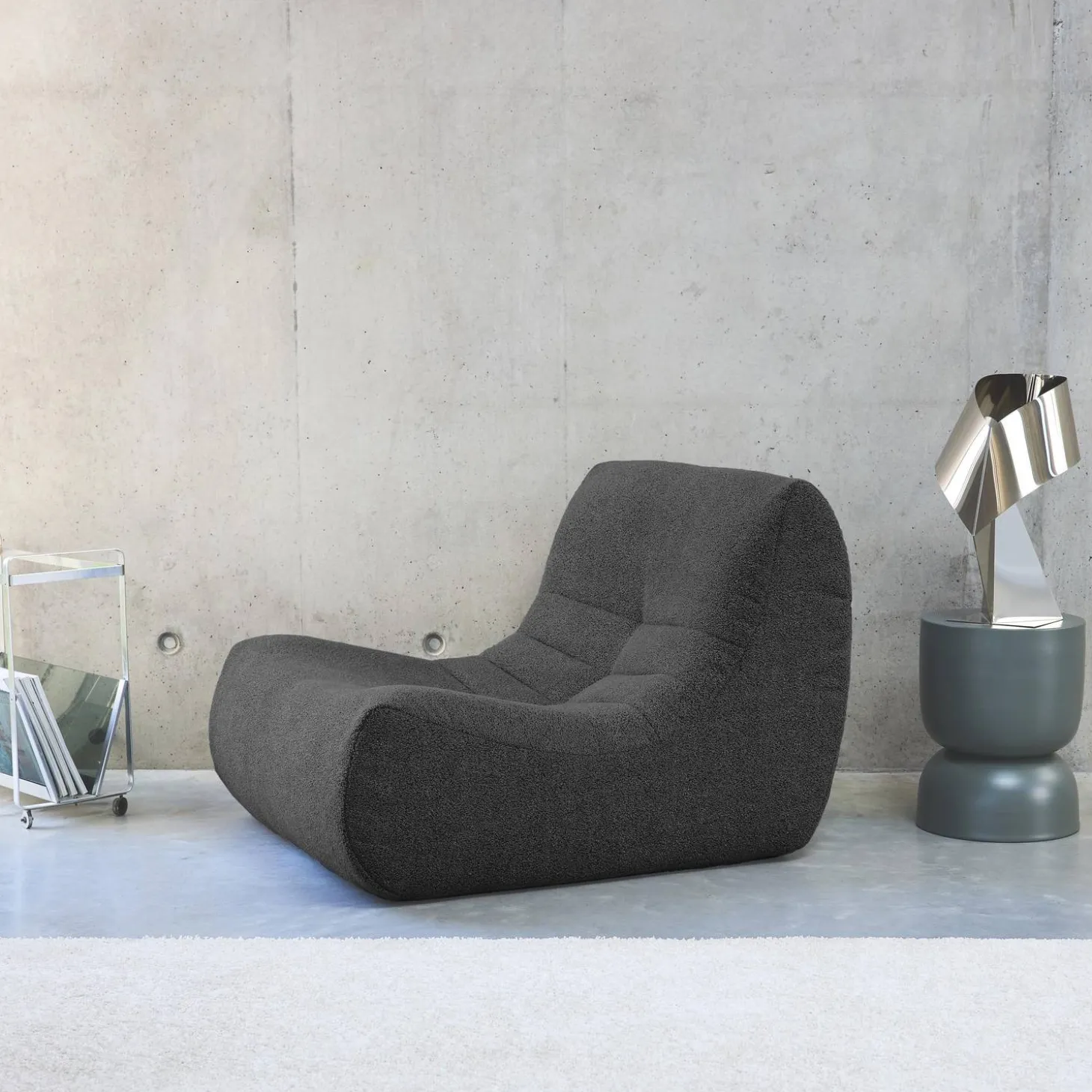 Módulo de sofá modular em tecido bouclé
