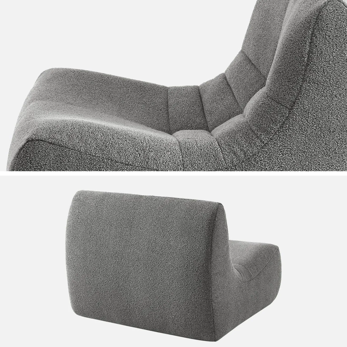 Módulo de sofá modular em tecido bouclé