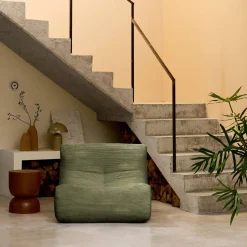 Módulo de sofá modular em veludo canelado, 1 lugar