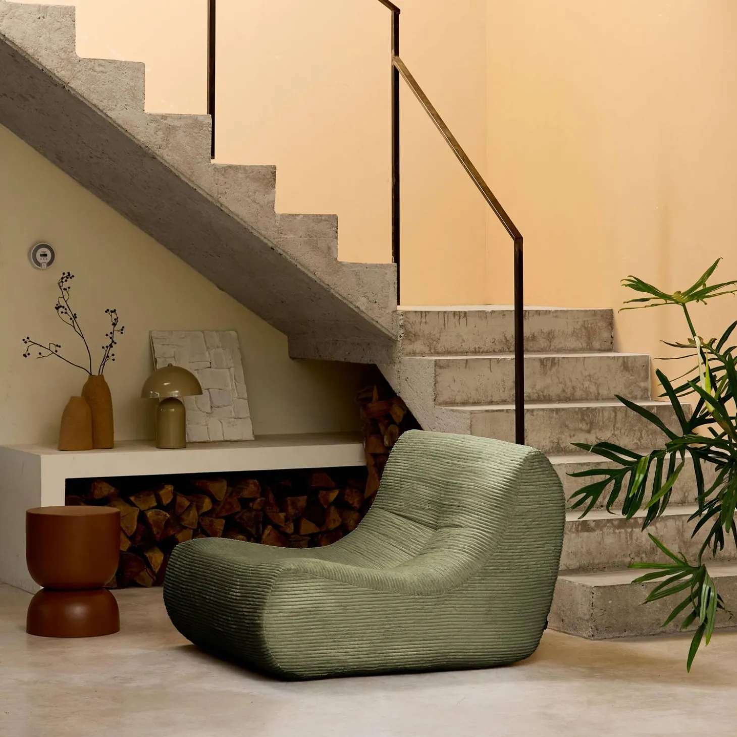 Módulo de sofá modular em veludo canelado, 1 lugar