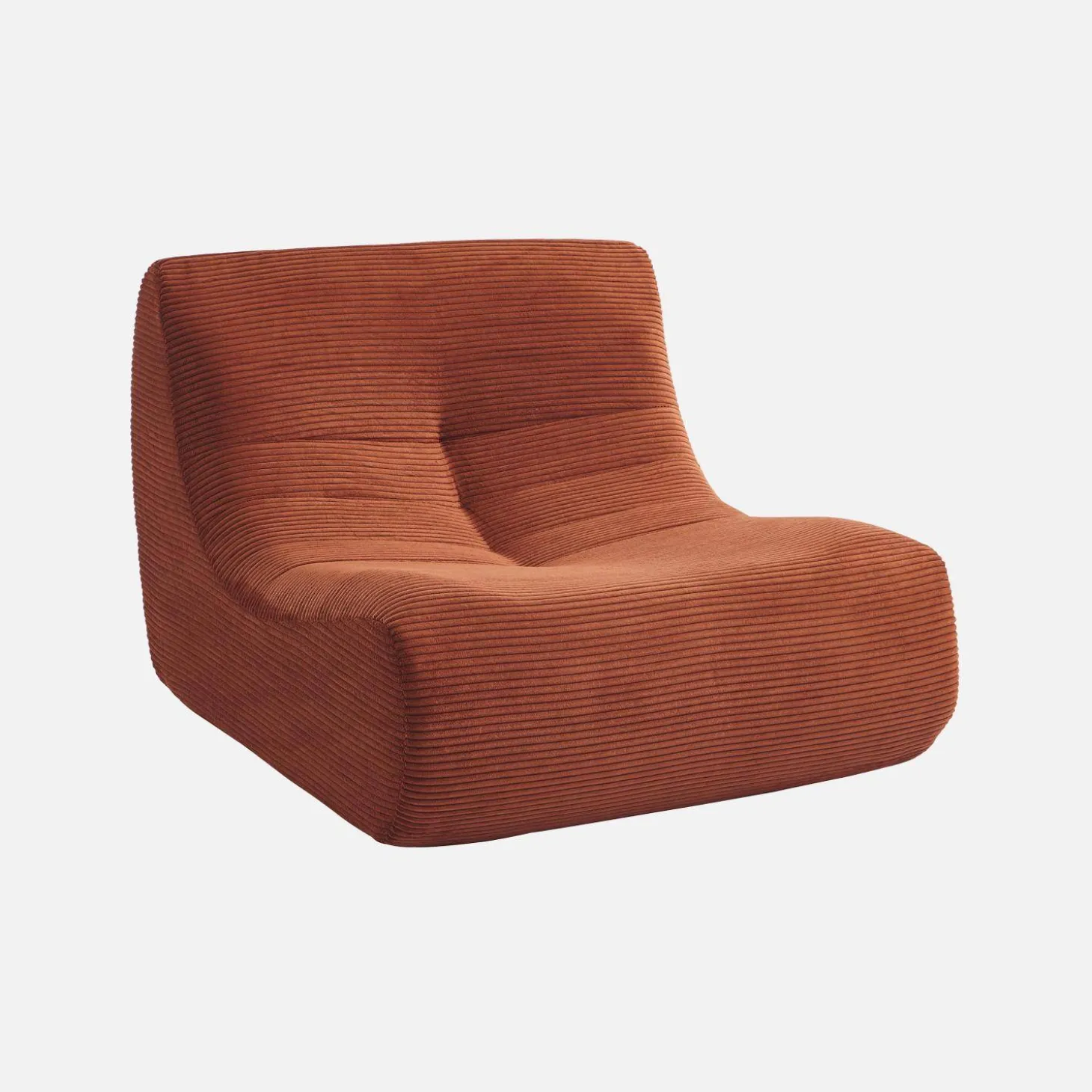 Módulo de sofá modular em veludo canelado, 1 lugar