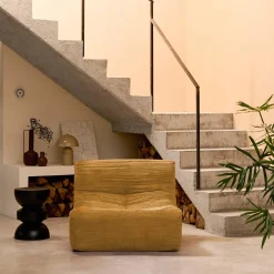 Módulo de sofá modular em veludo canelado, 1 lugar