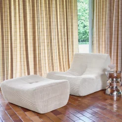 Módulo para sofá modular com apoio para os pés em veludo canelado, 1 lugar