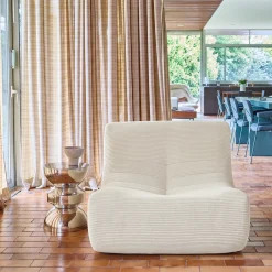 Módulo para sofá modular com apoio para os pés em veludo canelado, 1 lugar