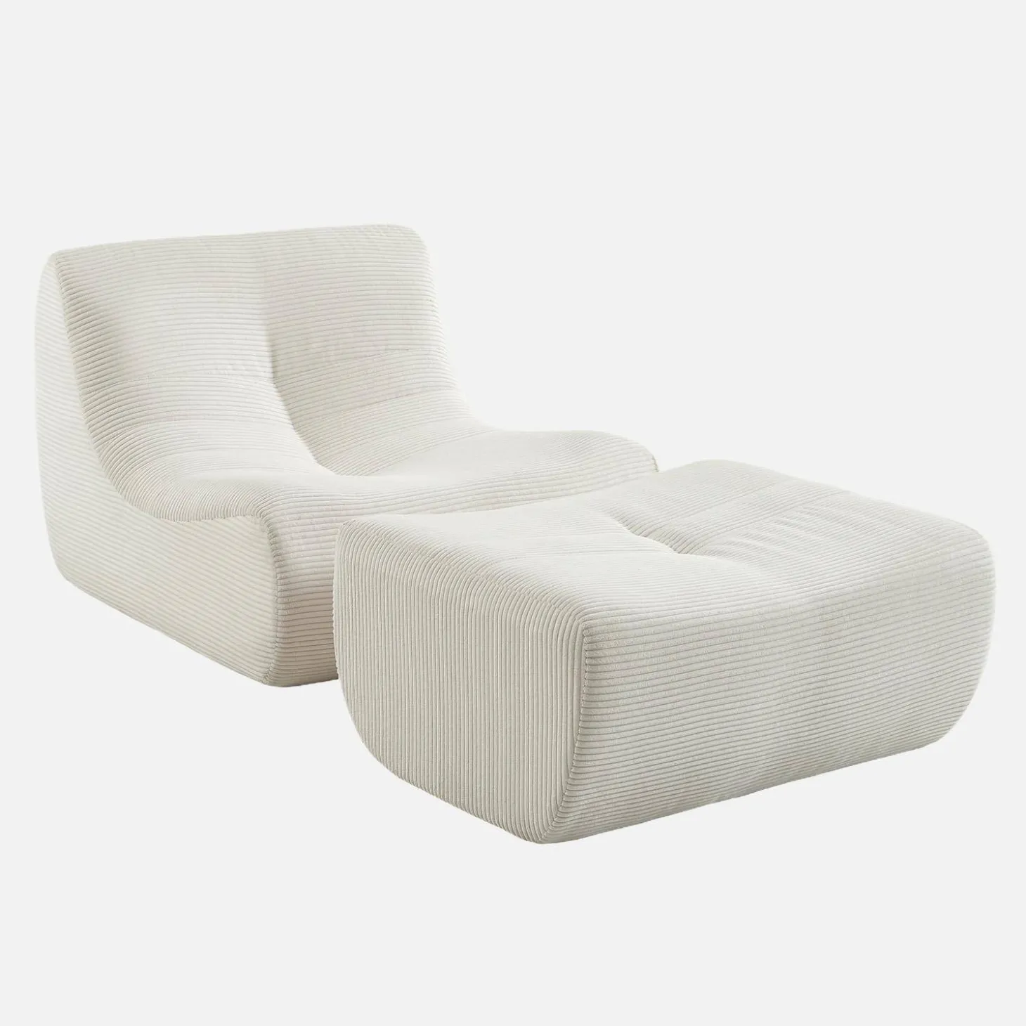 Módulo para sofá modular com apoio para os pés em veludo canelado, 1 lugar